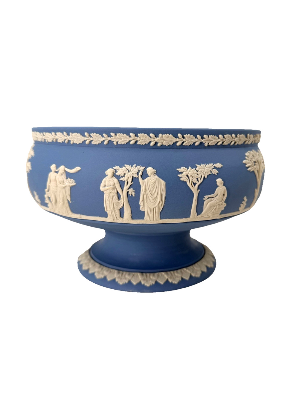 WEDGWOOD LARGE SACRIFICE Imperial PEDESTAL BOWL Blue Jasperware